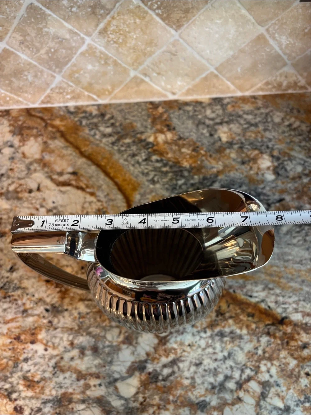 Elegant Nickel Ribbed Brass Pitcher- 11 in Barware Servewear